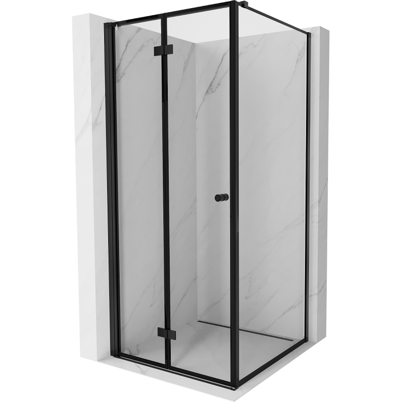 Mexen Mist-F cabine de douche pliante gauche 80 x 80 cm, cadre noir, noir - 8A6T-080-080-70-70-L
