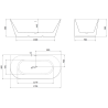 Mexen Oval Slim baignoire autoportante adjacente 170 x 80 cm, blanc/noir, trop-plein chrome - 52661708075-01