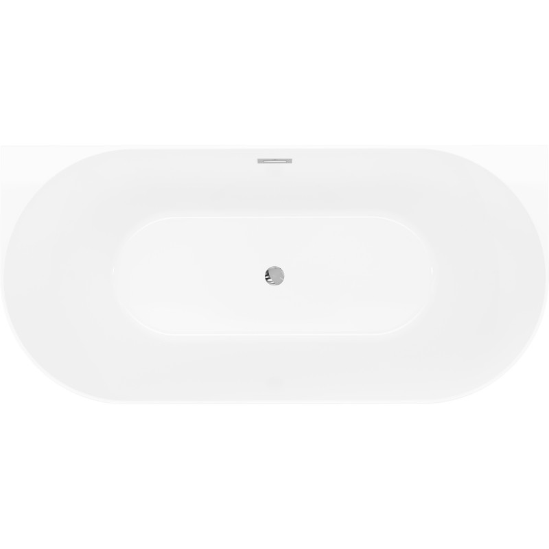 Mexen Oval Slim baignoire autoportante adossée 170 x 80 cm, blanche/noire, trop-plein chromé - 52661708075-01