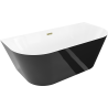 Mexen Oval Slim baignoire autoportante adossée 170 x 80 cm, blanc/noir, trop-plein doré - 52661708075-50