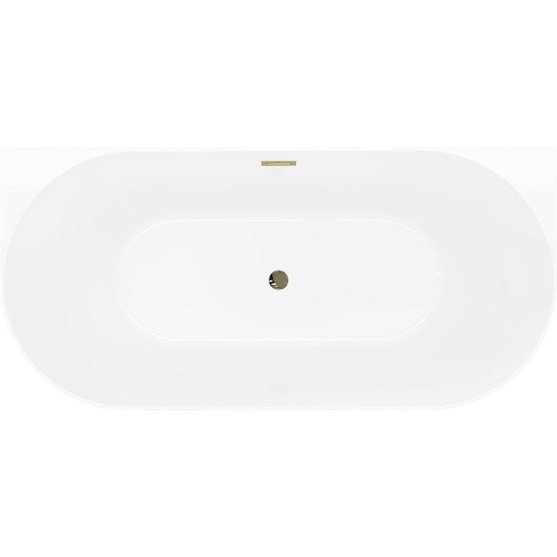 Mexen Oval Slim baignoire autoportante adossée 170 x 80 cm, blanc/noir, trop-plein doré - 52661708075-50