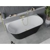 Mexen Oval Slim baignoire autoportante adossée 170 x 80 cm, blanc/noir, trop-plein doré - 52661708075-50