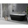 Mexen Oval Slim baignoire autoportante adossée 170 x 80 cm, blanc/noir, trop-plein doré - 52661708075-50