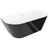 Mexen Oval Slim baignoire îlot adossée 170 x 80 cm, blanc/noir, trop-plein doré brossé - 52661708075-55