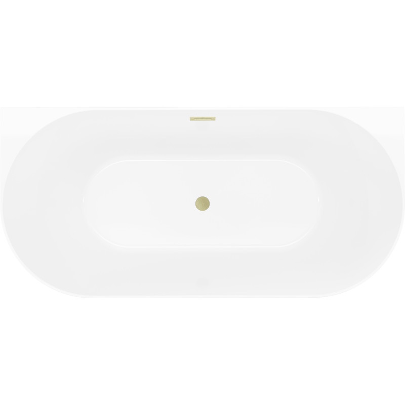 Mexen Oval Slim baignoire autoportante adossée 170 x 80 cm, blanche/noire, trop-plein doré brossé - 52661708075-55
