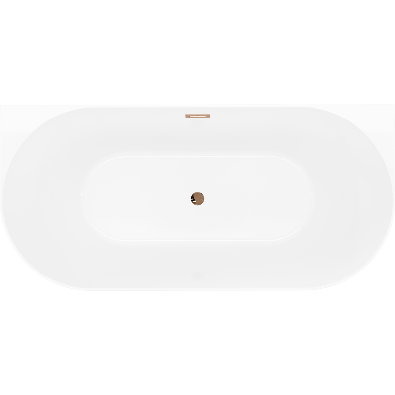 Mexen Oval Slim baignoire autoportante murale 170 x 80 cm, blanc/noir, trop-plein or rose - 52661708075-60