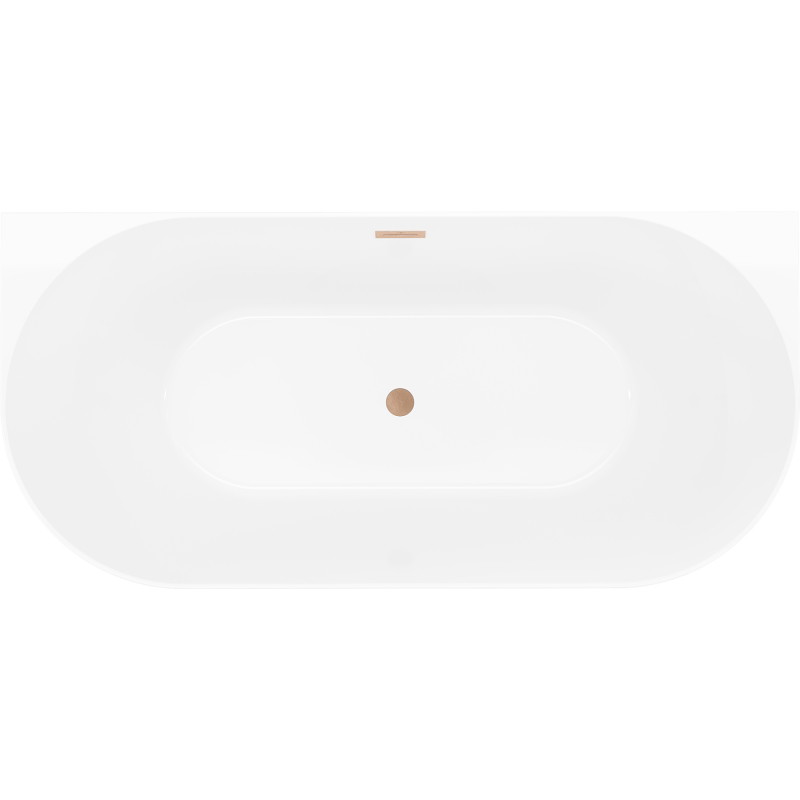 Mexen Oval Slim baignoire autoportante adossée 170 x 80 cm, blanche/noire, trop-plein cuivre brossé - 52661708075-65