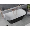 Mexen Oval Slim baignoire autoportante adossée 170 x 80 cm, blanche/noire, trop-plein cuivre brossé - 52661708075-65