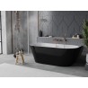 Mexen Oval Slim baignoire autoportante adossée 170 x 80 cm, blanche/noire, trop-plein cuivre brossé - 52661708075-65