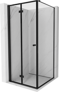 Cabine de douche pliante gauche Mexen Mist-F T 90 x 90 cm, cadre noir, noir - 8A6T-090-090-70-70-L