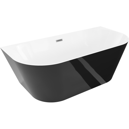 Mexen Oval Slim baignoire autoportante murale 170 x 80 cm, blanche/noire, trop-plein gris canon brossé - 52661708075-66
