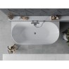 Mexen Oval Slim baignoire autoportante adossée 170 x 80 cm, blanche/noire, trop-plein gris canon brossé - 52661708075-66