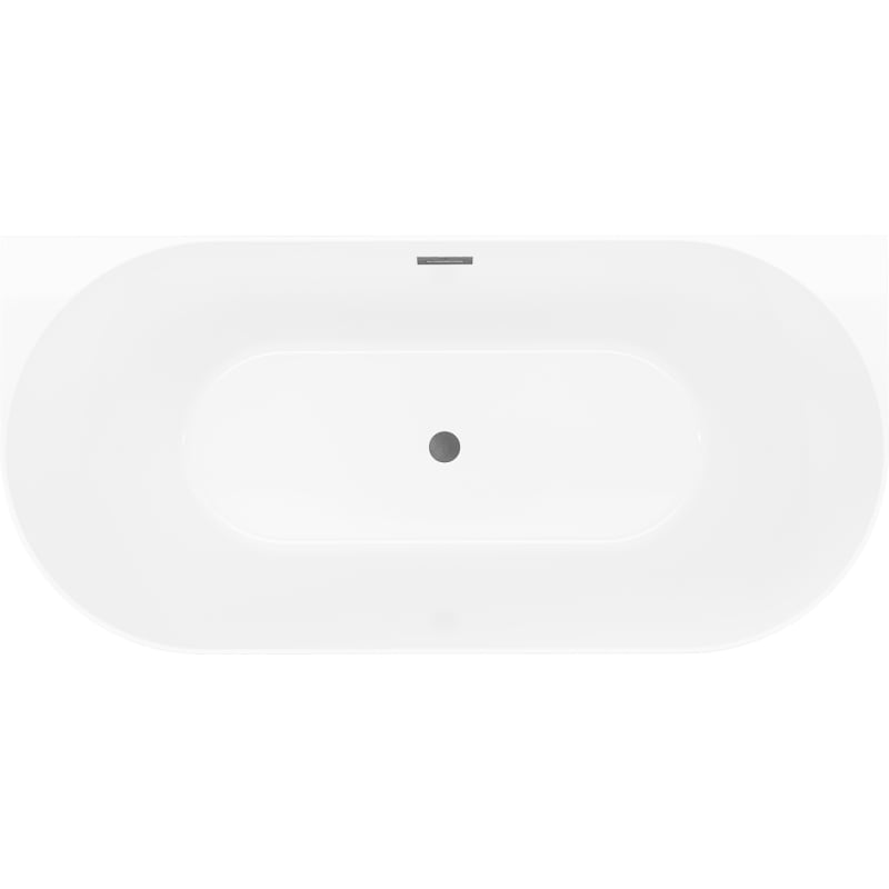 Mexen Oval Slim baignoire autoportante adossée 170 x 80 cm, blanche/noire, trop-plein gris canon brossé - 52661708075-66