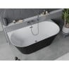 Mexen Oval Slim baignoire autoportante adossée 170 x 80 cm, blanche/noire, trop-plein gris canon brossé - 52661708075-66