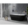 Mexen Oval Slim baignoire autoportante adossée 170 x 80 cm, blanche/noire, trop-plein gris canon brossé - 52661708075-66