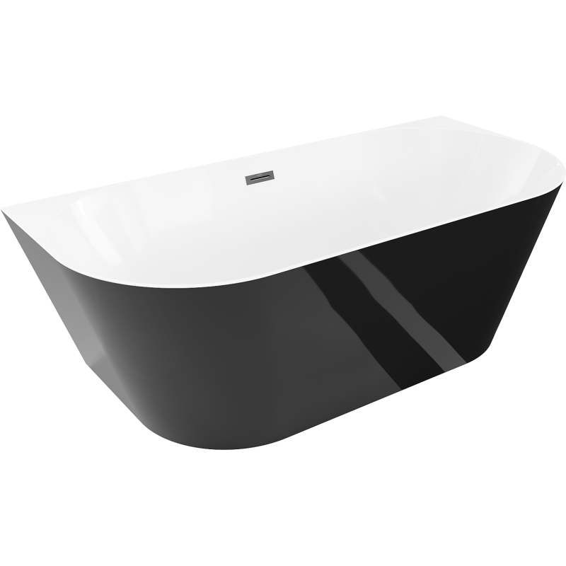 Mexen Oval Slim baignoire autoportante adossée 170 x 80 cm, blanche/noire, trop-plein noir - 52661708075-70