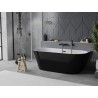 Mexen Oval Slim baignoire autoportante adossée 170 x 80 cm, blanche/noire, trop-plein noir - 52661708075-70