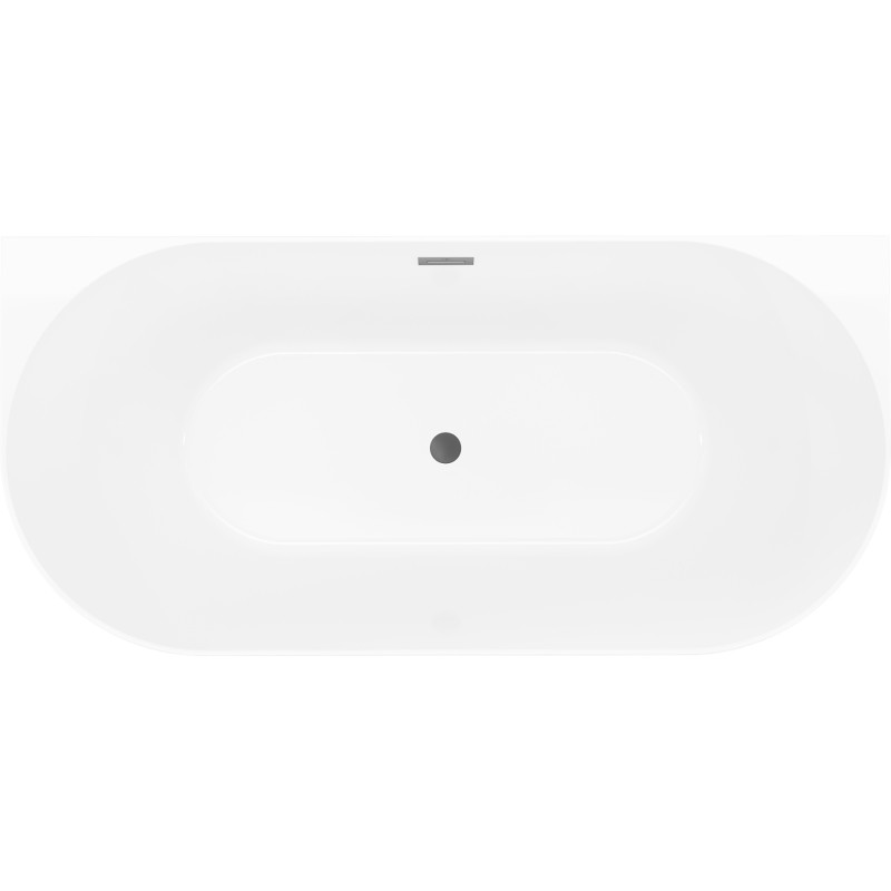 Mexen Oval Slim baignoire autoportante murale 170 x 80 cm, blanc/noir, trop-plein en gun metal - 52661708075-95