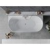 Mexen Oval Slim baignoire autoportante adossée 170 x 80 cm, blanche/noire, trop-plein en nickel brossé - 52661708075-97