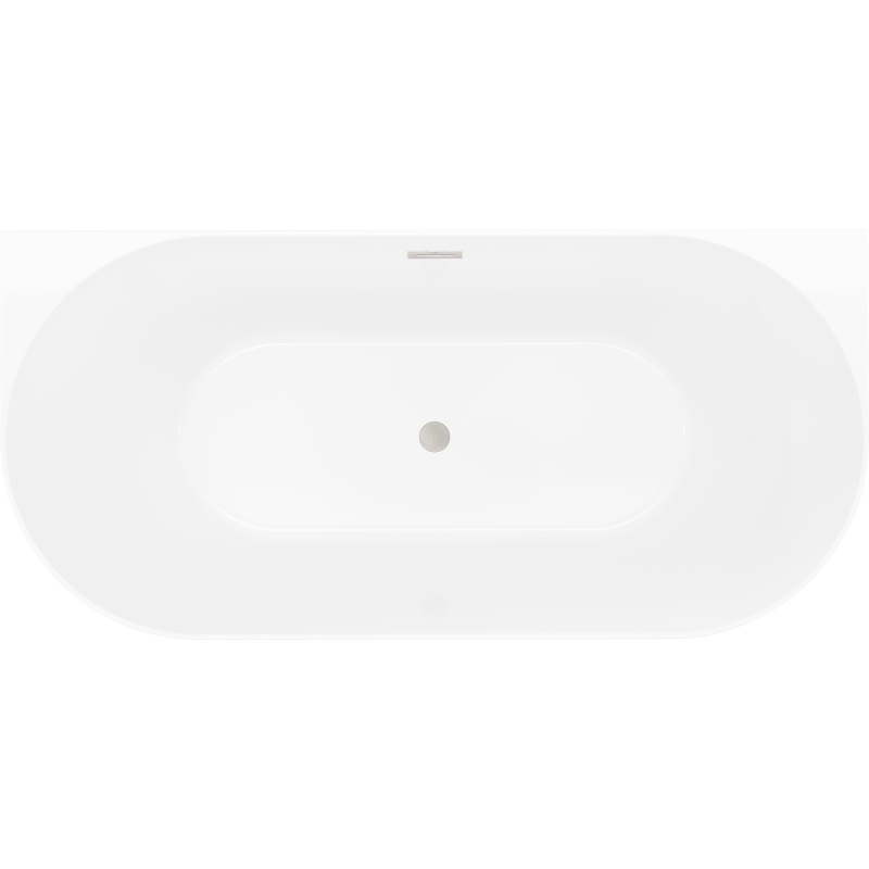 Mexen Oval Slim baignoire autoportante adossée 170 x 80 cm, blanc/noir, trop-plein nickel brossé - 52661708075-97