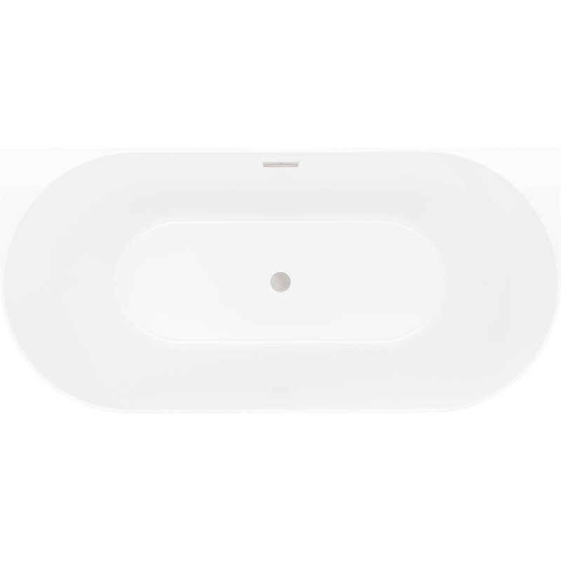 Mexen Oval Slim baignoire autoportante adossée 170 x 80 cm, blanche/noire, trop-plein en nickel brossé - 52661708075-97