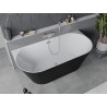 Mexen Oval Slim baignoire autoportante adossée 170 x 80 cm, blanche/noire, trop-plein en nickel brossé - 52661708075-97