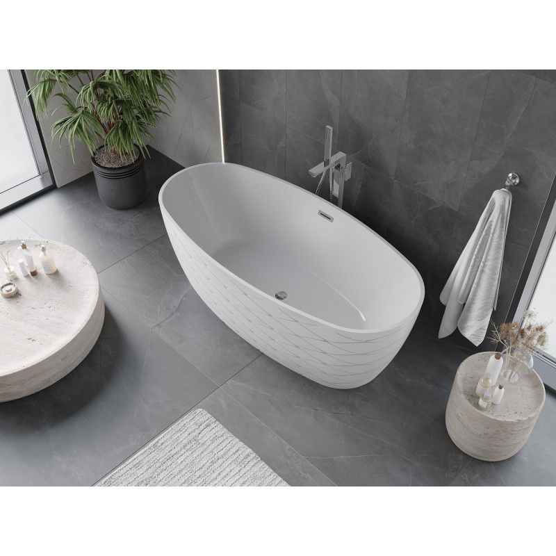 Mexen Olea baignoire autoportante modèle 170 x 80 cm, blanche, trop-plein chromé - 52821708000-01