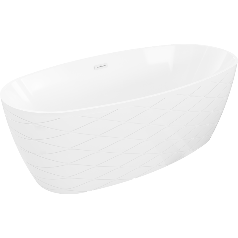 Mexen Olea baignoire autoportante motif 170 x 80 cm, blanche, trop-plein blanc - 52821708000-20