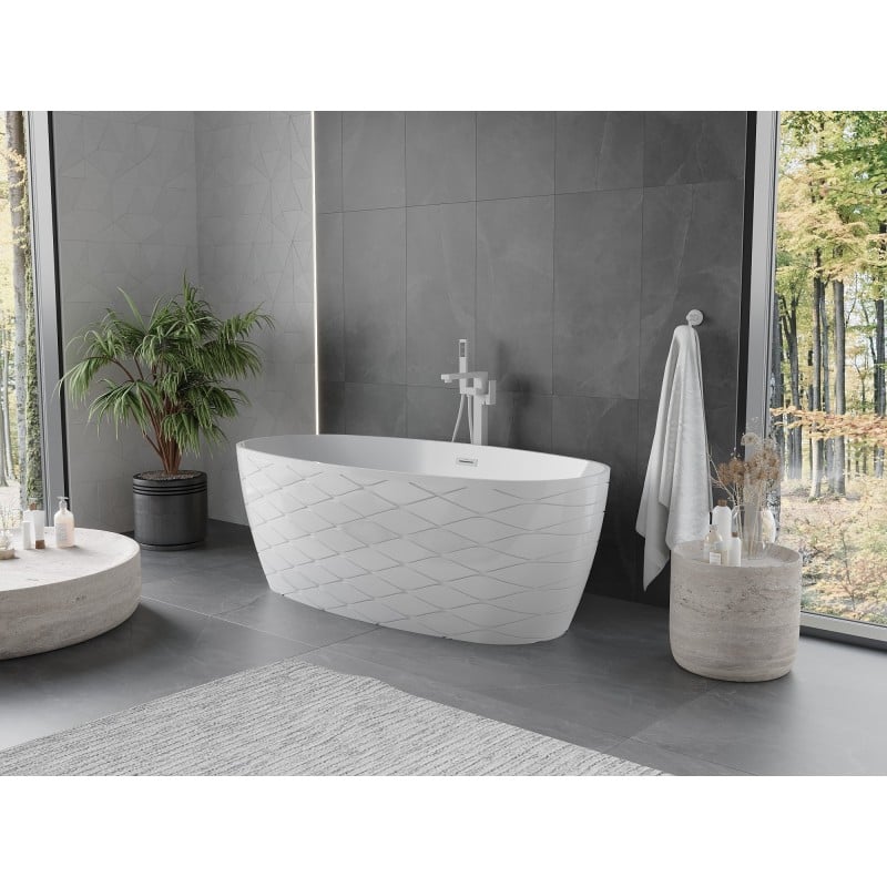 Mexen Olea baignoire autoportante motif 170 x 80 cm, blanche, trop-plein blanc - 52821708000-20