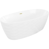 Mexen Olea baignoire autoportante motif 170 x 80 cm, blanche, trop-plein doré brossé - 52821708000-55