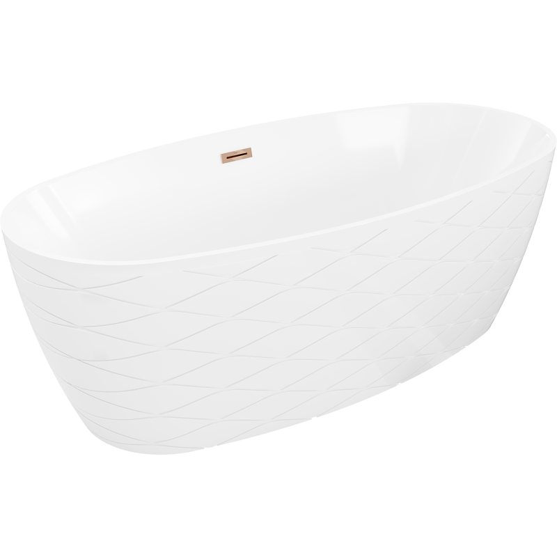 Mexen Olea baignoire autoportante motif 170 x 80 cm, blanc, trop-plein or rose - 52821708000-60