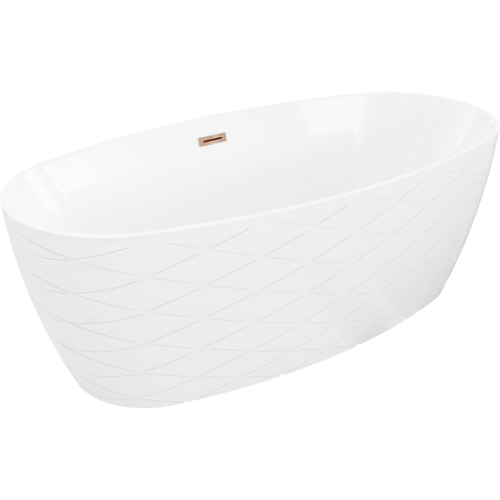 Mexen Olea baignoire autoportante motif 170 x 80 cm, blanc, trop-plein or rose - 52821708000-60