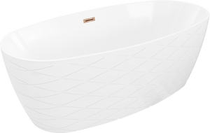 Mexen Olea baignoire autoportante motif 170 x 80 cm, blanc, trop-plein or rose - 52821708000-60