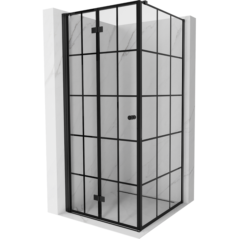Mexen Mist-F cabine de douche pliante gauche 70 x 70 cm, grille noire, noir - 8A6T-070-070-70-77-L