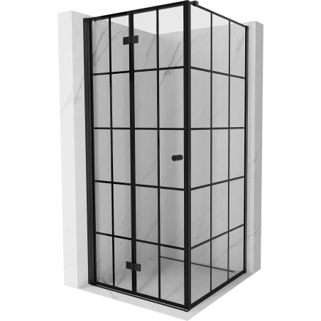 Mexen Mist-F cabine de douche pliante gauche 70 x 70 cm, grille noire, noir - 8A6T-070-070-70-77-L