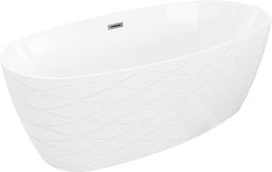 Mexen Olea baignoire autoportante motif 170 x 80 cm, blanche, trop-plein gun gray brossé - 52821708000-66