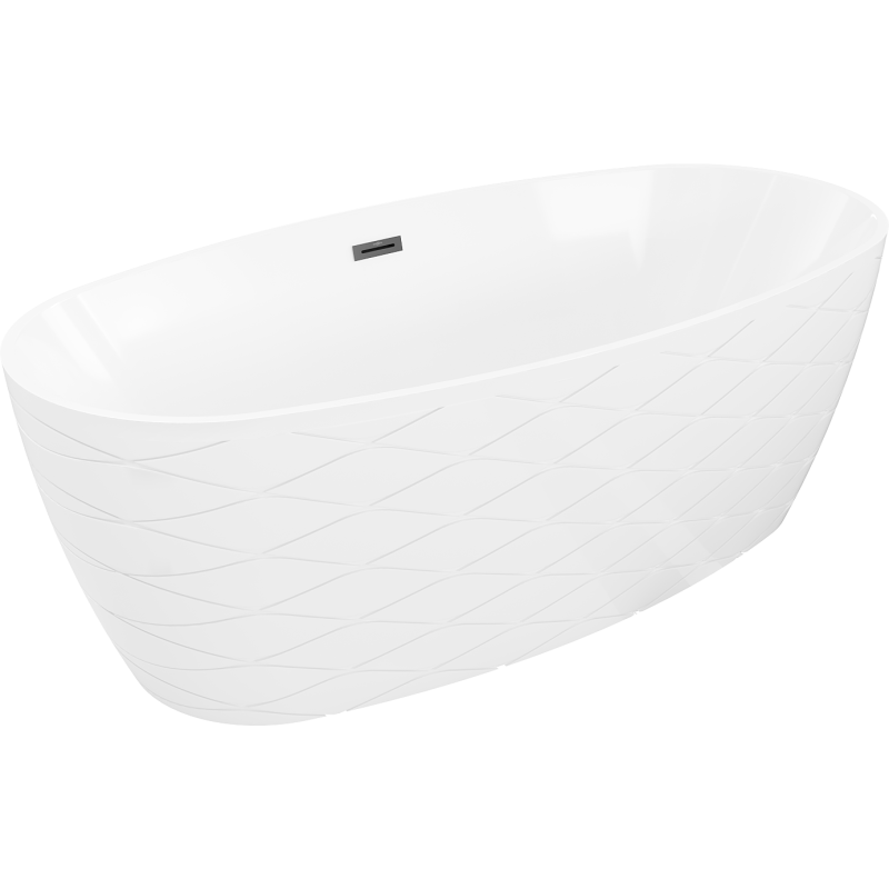 Mexen Olea baignoire autoportante motif 170 x 80 cm, blanche, trop-plein noir - 52821708000-70