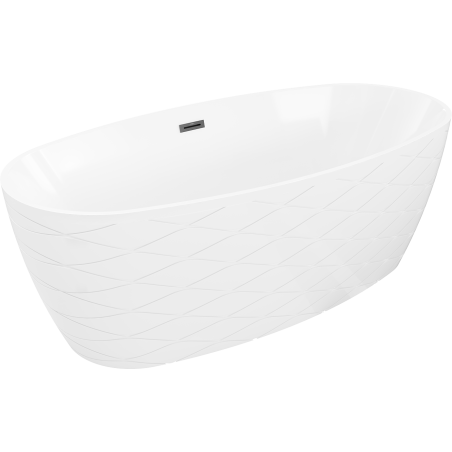Mexen Olea baignoire autoportante motif 170 x 80 cm, blanche, trop-plein noir - 52821708000-70