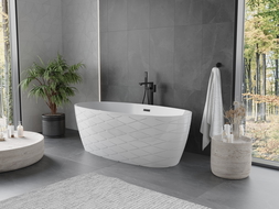 Mexen Olea baignoire autoportante motif 170 x 80 cm, blanche, trop-plein noir - 52821708000-70