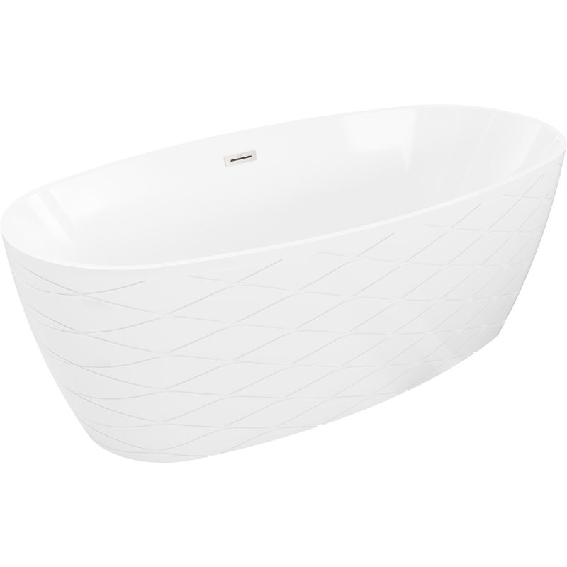 Mexen Olea baignoire autoportante motif 170 x 80 cm, blanche, trop-plein nickel brossé - 52821708000-97