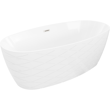Mexen Olea baignoire autoportante motif 170 x 80 cm, blanche, trop-plein nickel brossé - 52821708000-97