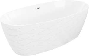Mexen Olea baignoire autoportante motif 170 x 80 cm, blanche, trop-plein nickel brossé - 52821708000-97