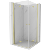 Mexen Mist-F Duo cabine de douche pliante 100 x 100 cm, transparent, or brossé - 8A6-100L-100P-55-00