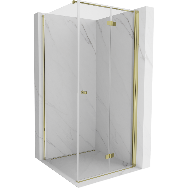 Mexen Mist-F cabine de douche pliante droite 100 x 100 cm, transparent, dorée - 8A6T-100-100-50-00-P