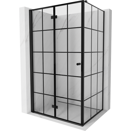 Mexen Mist-F T cabine de douche pliante gauche 80 x 100 cm, quadrillage noir, noir - 8A6T-080-100-70-77-L