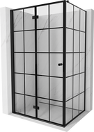 Mexen Mist-F T cabine de douche pliante gauche 80 x 100 cm, quadrillage noir, noir - 8A6T-080-100-70-77-L