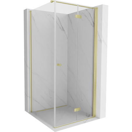 Mexen Mist-F T cabine de douche pliante droite 70 x 70 cm, transparent, or brossé - 8A6T-070-070-55-00-P