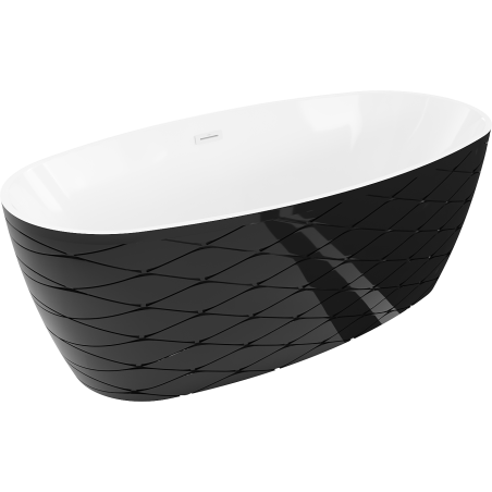 Mexen Olea baignoire autoportante motif 170 x 80 cm, blanc/noir, trop-plein blanc - 52821708075-20