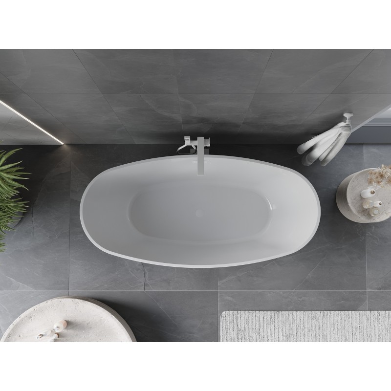 Mexen Olea baignoire autoportante motif 170 x 80 cm, blanc/noir, trop-plein blanc - 52821708075-20