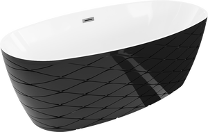 Mexen Olea baignoire autoportante motif 170 x 80 cm, blanche/noire, trop-plein gris canon brossé - 52821708075-66